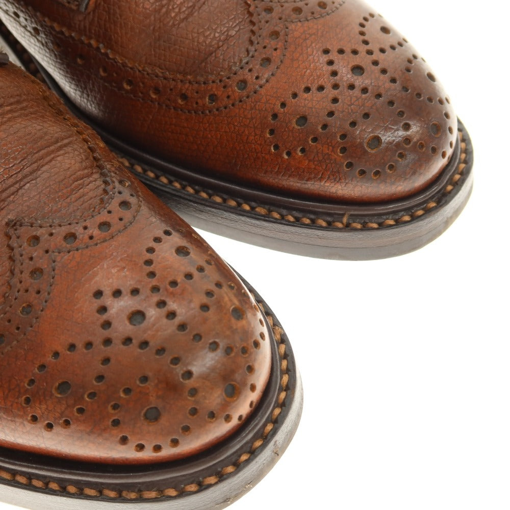 【中古】リーガル REGAL 型押しレザー ロングウイングチップ ドレスシューズ ブラウン【サイズ40】【 状態ランクC 】【 メンズ 】