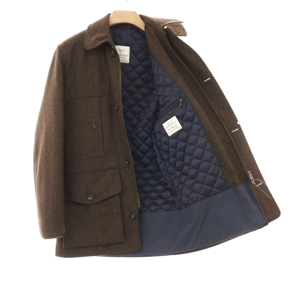 【中古】クリサリス CHRYSALIS ウール ヘリンボーン 中綿入り ハンティングジャケット ブラウン【サイズS】【 状態ランクB 】【 メンズ 】