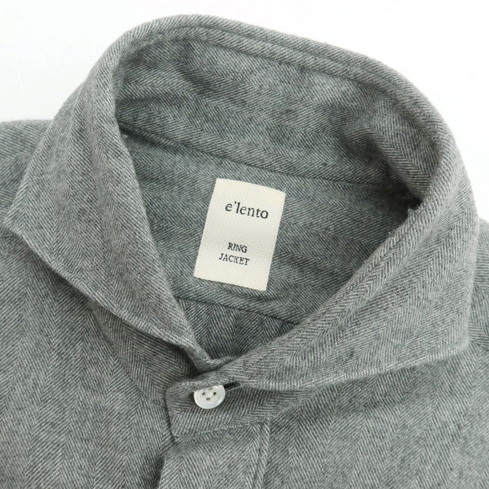 【中古】エレント リングヂャケット elento RING JACKET コットン ヘリンボーン織り カッタウェイ カジュアルシャツ グレー【サイズM】【 状態ランクB 】【 メンズ 】