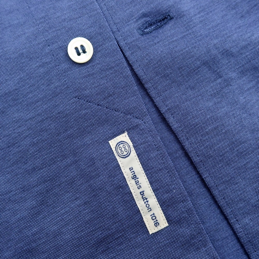 【中古】アングレー ANGLAIS コットン ジャージ ホリゾンタルカラー カジュアルシャツ ネイビーブルー【サイズL】【 状態ランクB 】【 メンズ 】