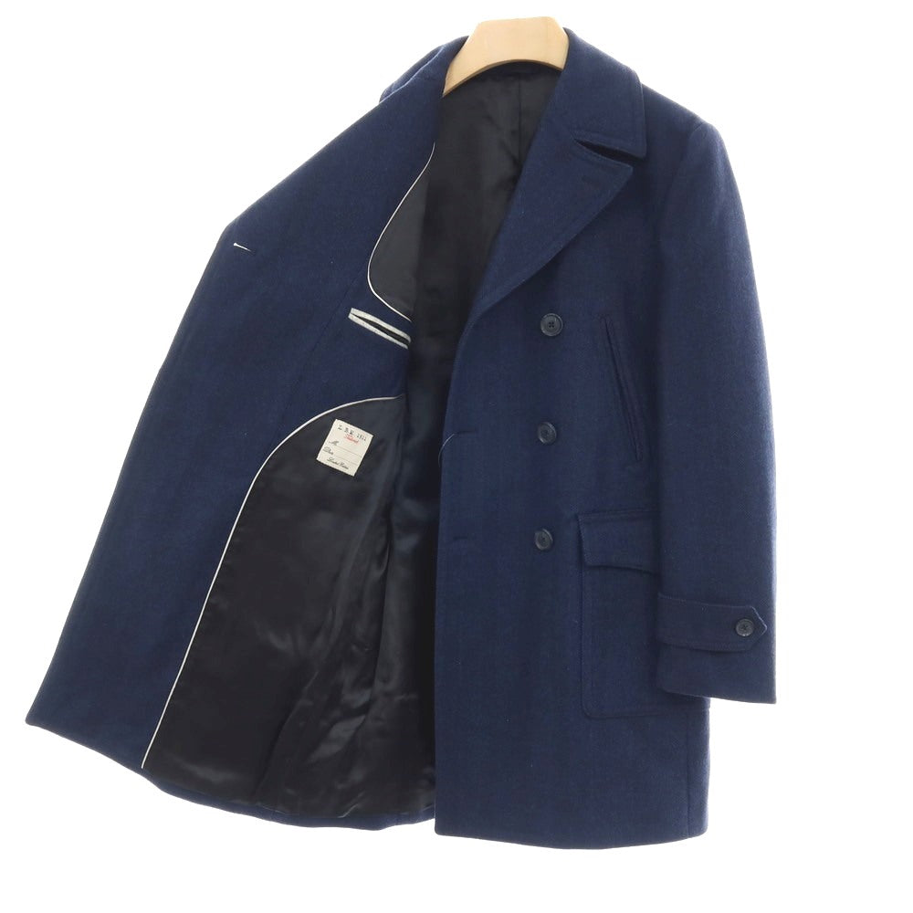 【中古】エルビーエム1911 L.B.M.1911 ウールポリエステル ヘリンボーン ダブルブレストコート ダークブルーxブラック【サイズ48】【 状態ランクB 】【 メンズ 】