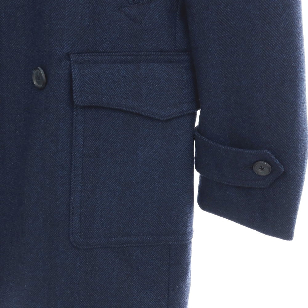 【中古】エルビーエム1911 L.B.M.1911 ウールポリエステル ヘリンボーン ダブルブレストコート ダークブルーxブラック【サイズ48】【 状態ランクB 】【 メンズ 】