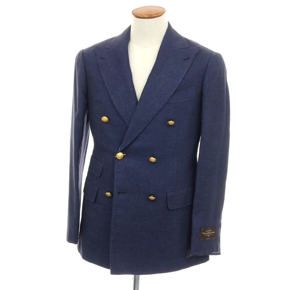 【中古】【未使用】ブリッラ ペル イル グスト Brilla per il gusto リネンシルクコットン ダブル6B テーラードジャケット ネイビー【サイズ46】【 状態ランクS 】【 メンズ 】
