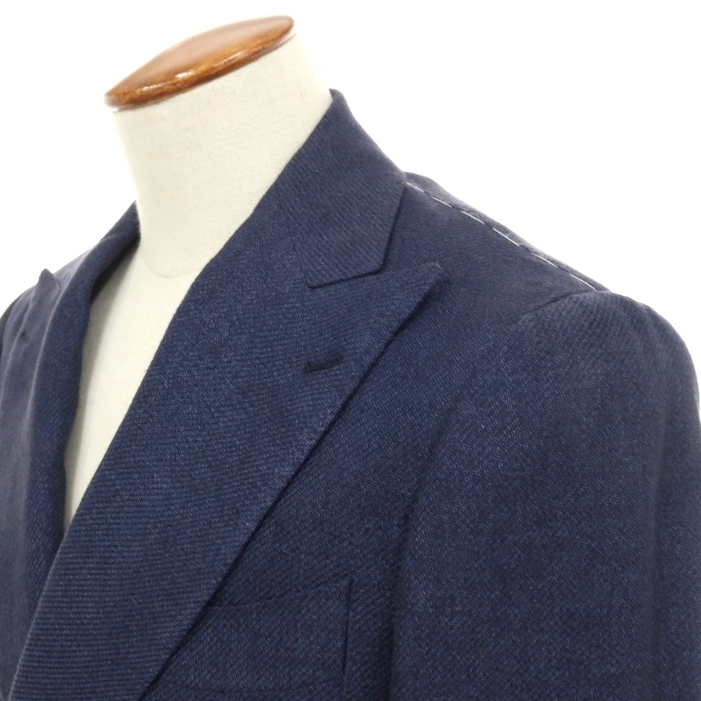 【中古】【未使用】ブリッラ ペル イル グスト Brilla per il gusto リネンシルクコットン ダブル6B テーラードジャケット ネイビー【サイズ46】【 状態ランクS 】【 メンズ 】