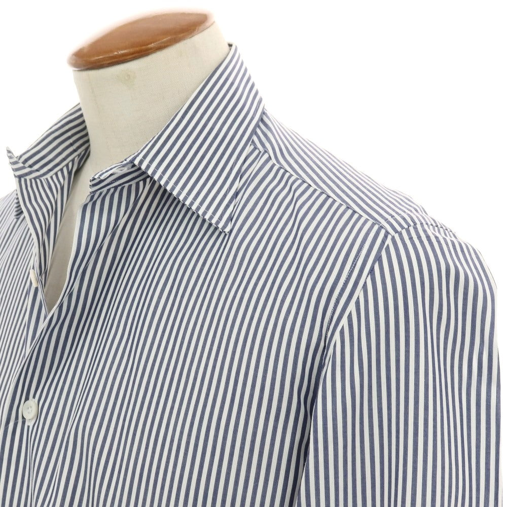 【中古】エリコフォルミコラ ERRICO FORMICOLA コットン ストライプ レギュラーカラー ドレスシャツ ネイビーxホワイト【サイズ40】【 状態ランクC 】【 メンズ 】