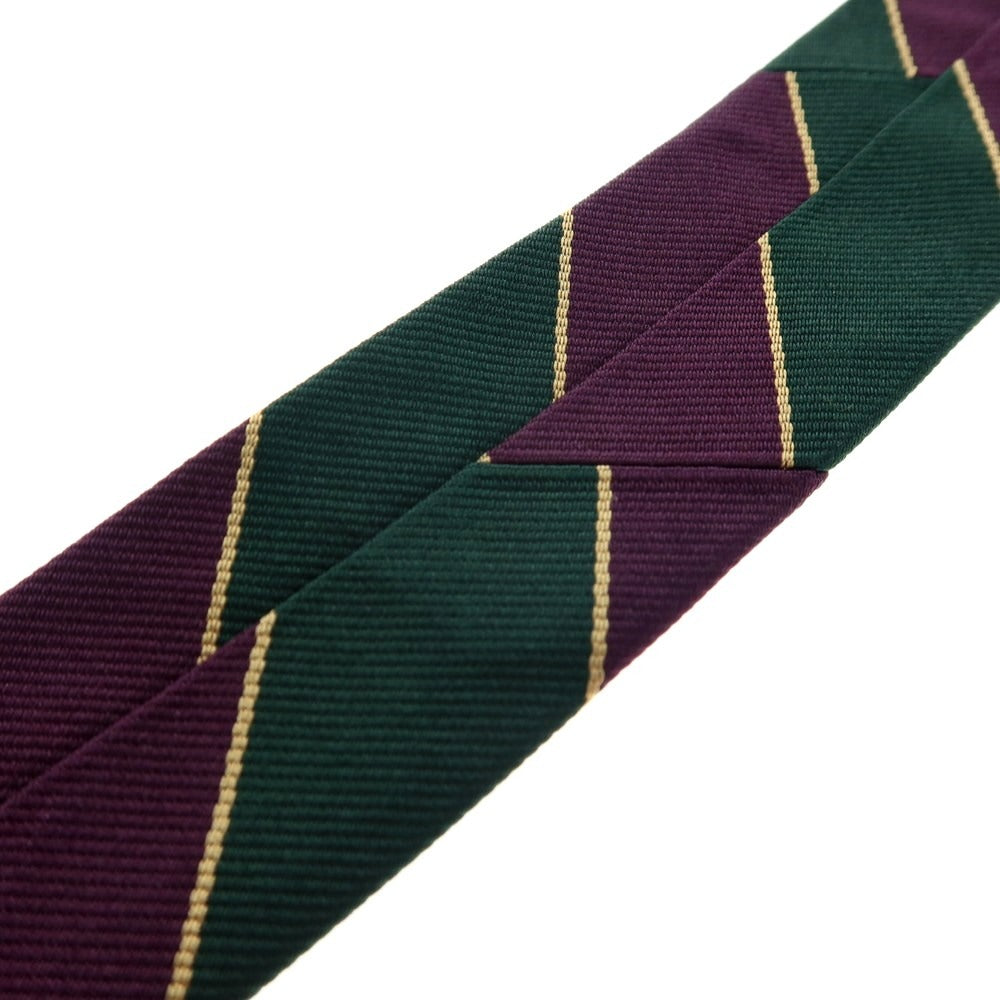 【中古】ブロックルハースト BROCKLEHURST シルク ストライプ柄ネクタイ グリーンxパープル【 状態ランクB 】【 メンズ 】