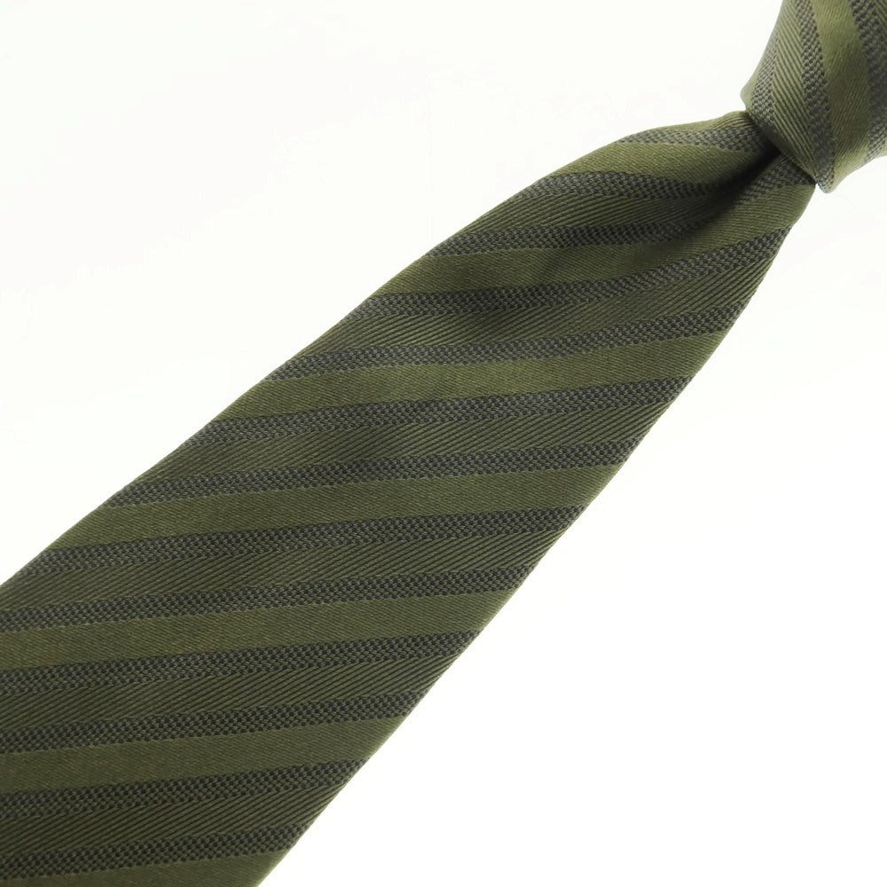 【中古】フランコミヌッチ franco minucci TOMORROWLAND別注 シルク ストライプ柄ネクタイ オリーブxネイビー【 状態ランクB 】【 メンズ 】