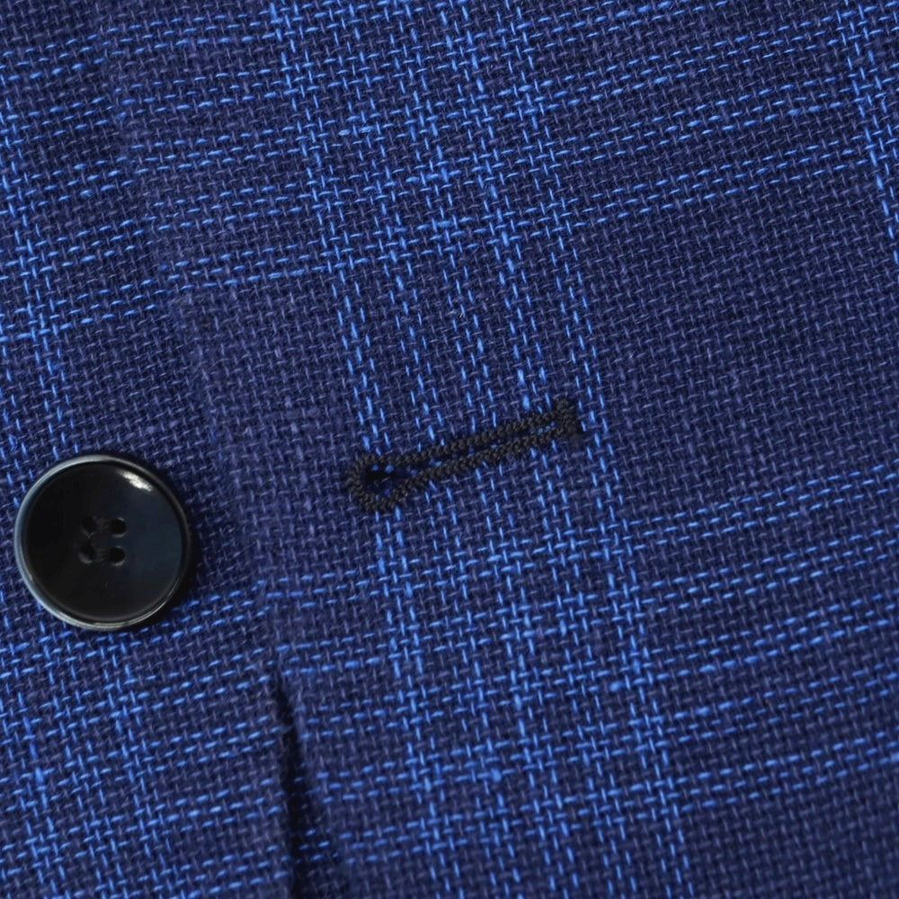 【中古】ゼロノーベゼロノーベ 0909 Fatto in Italia リネンコットン チェック 2B カジュアルジャケット ネイビーxブルー【サイズ46】【 状態ランクB 】【 メンズ 】