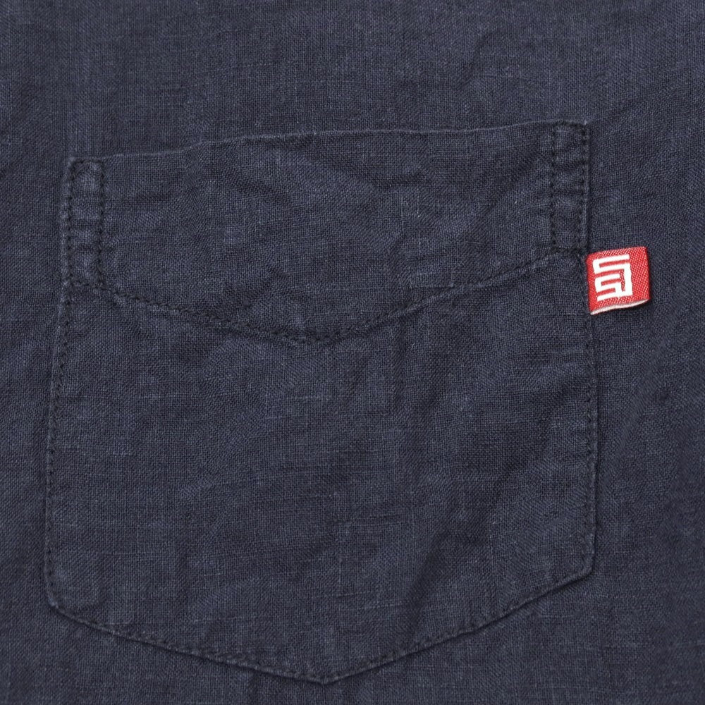 【中古】エスダブル S/DOUBLE リネン レギュラーカラー 半袖シャツ ネイビー【サイズM】【 状態ランクC 】【 メンズ 】