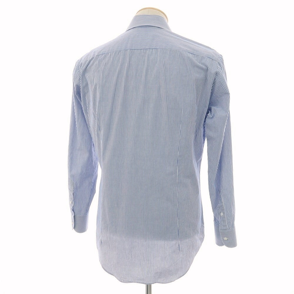 【中古】グローバルスタイル GLOBAL STYLE コットン系 ストライプ ワイドカラー ドレスシャツ ブルーxホワイト【サイズ表記なし(S位)】【 状態ランクB 】【 メンズ 】