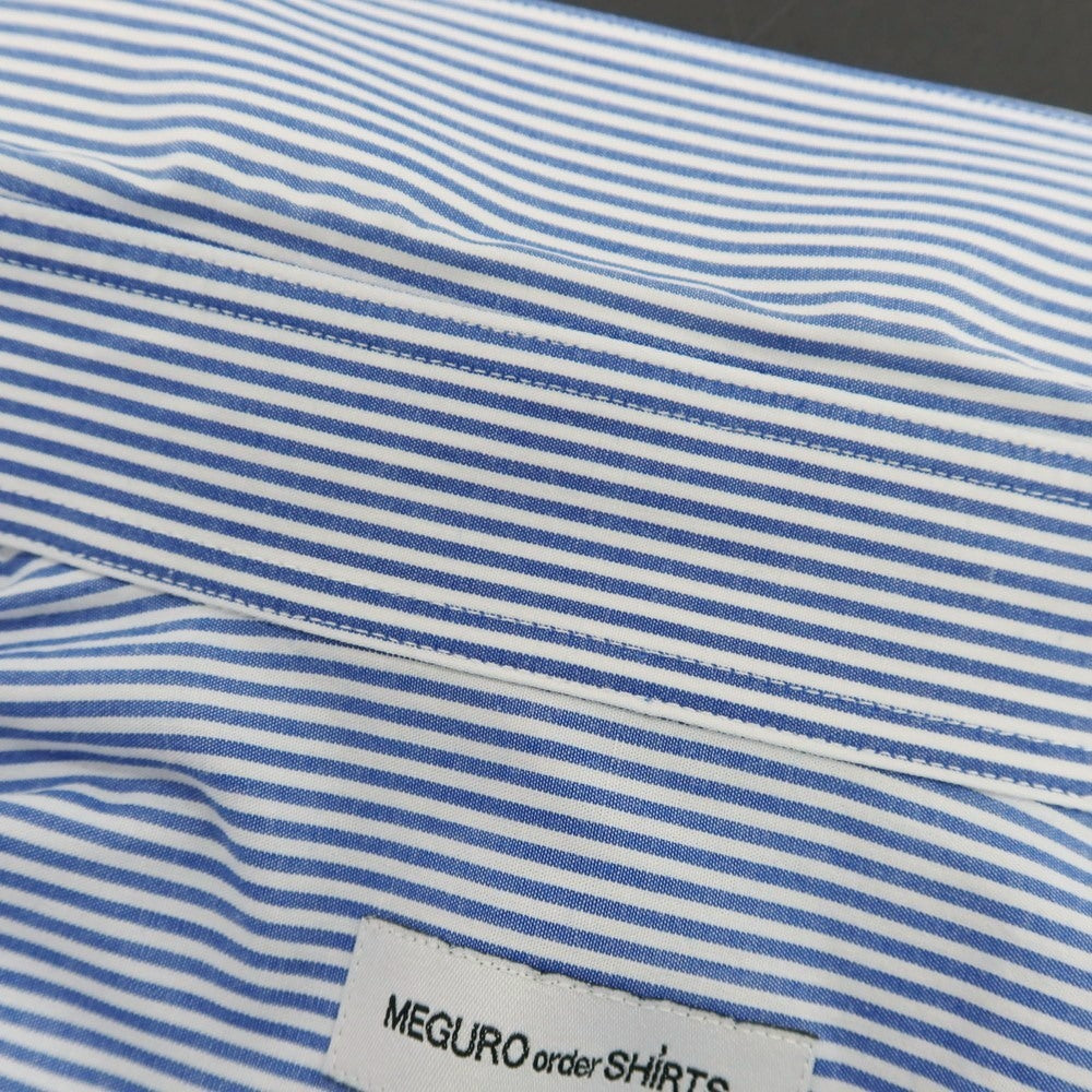 【中古】グローバルスタイル GLOBAL STYLE コットン系 ストライプ ワイドカラー ドレスシャツ ブルーxホワイト【サイズ表記なし(S位)】【 状態ランクB 】【 メンズ 】