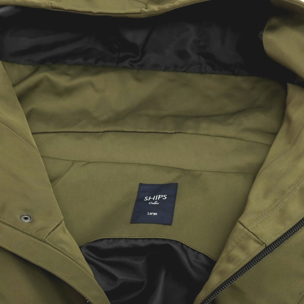 【中古】シップス SHIPS Colors ポリエステル フーデッド マウンテンパーカー オリーブxブラック【サイズL】【 状態ランクC 】【 メンズ 】