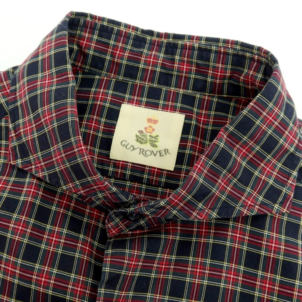 【中古】ギローバー GUY ROVER コットン チェック ホリゾンタルカラー カジュアルシャツ ネイビーxレッド【サイズ41】【 状態ランクB 】【 メンズ 】
