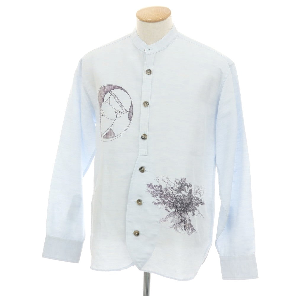 【中古】ラブラム ロンドン LABRUM LONDON コットン バンドカラー カジュアルシャツ ライトブルー【サイズ表記なし(S位)】【 状態ランクA 】【 メンズ 】