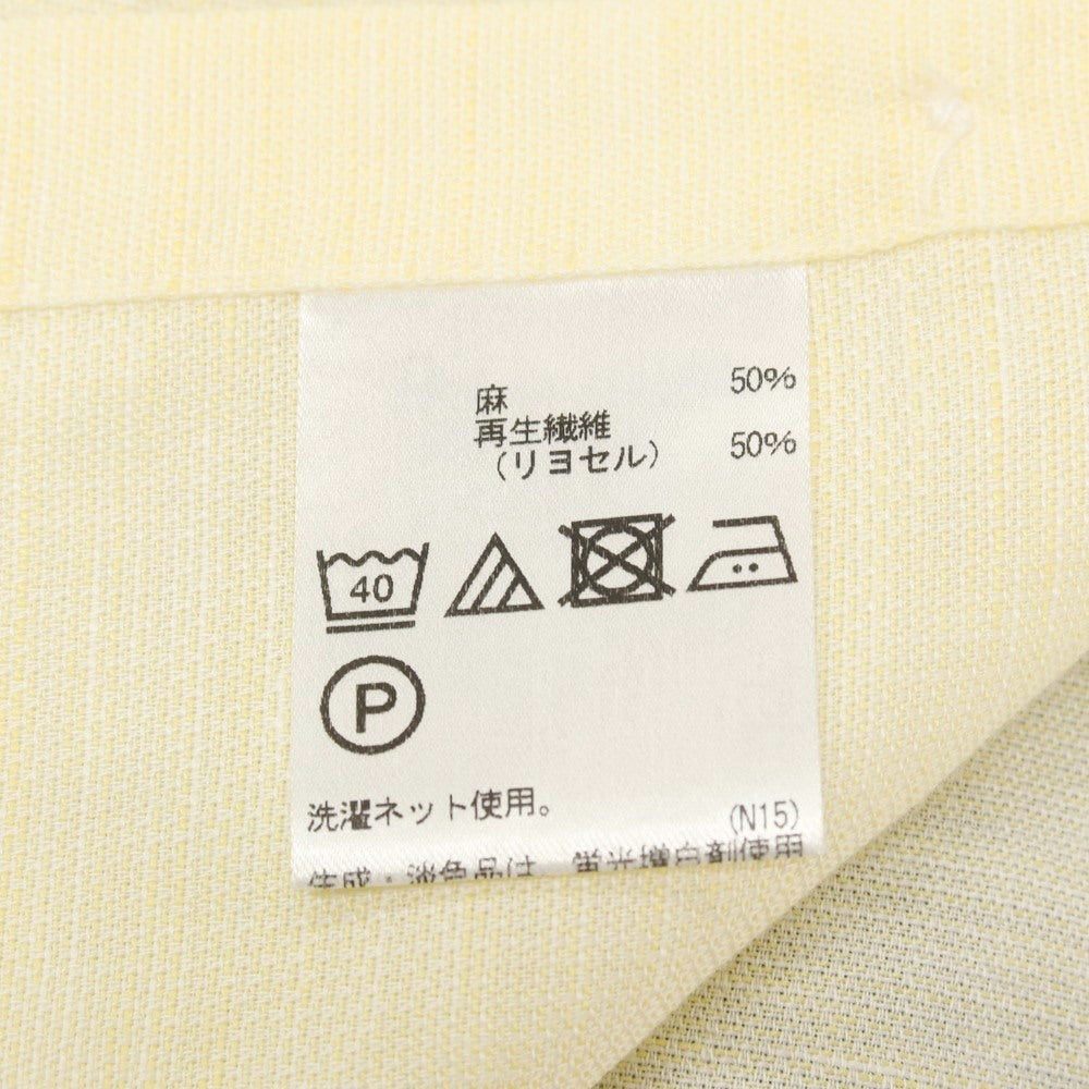 【中古】ビージーアール bgr リネンリヨセル バンドカラー カジュアルシャツ イエロー【サイズM】【 状態ランクB 】【 メンズ 】