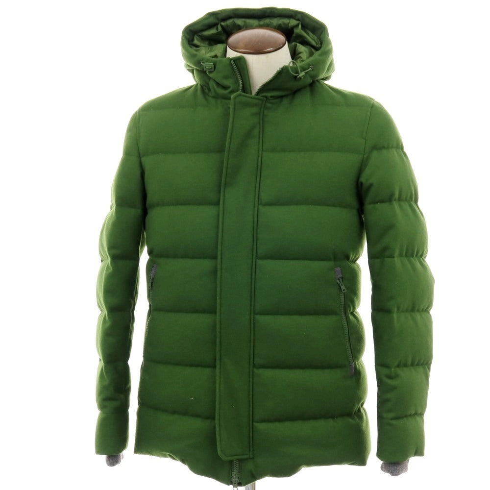 【中古】ヘルノ Herno POLAR-TECH ウールナイロン フーデッド ダウンジャケット グリーン【サイズ50】【 状態ランクB 】【 メンズ 】