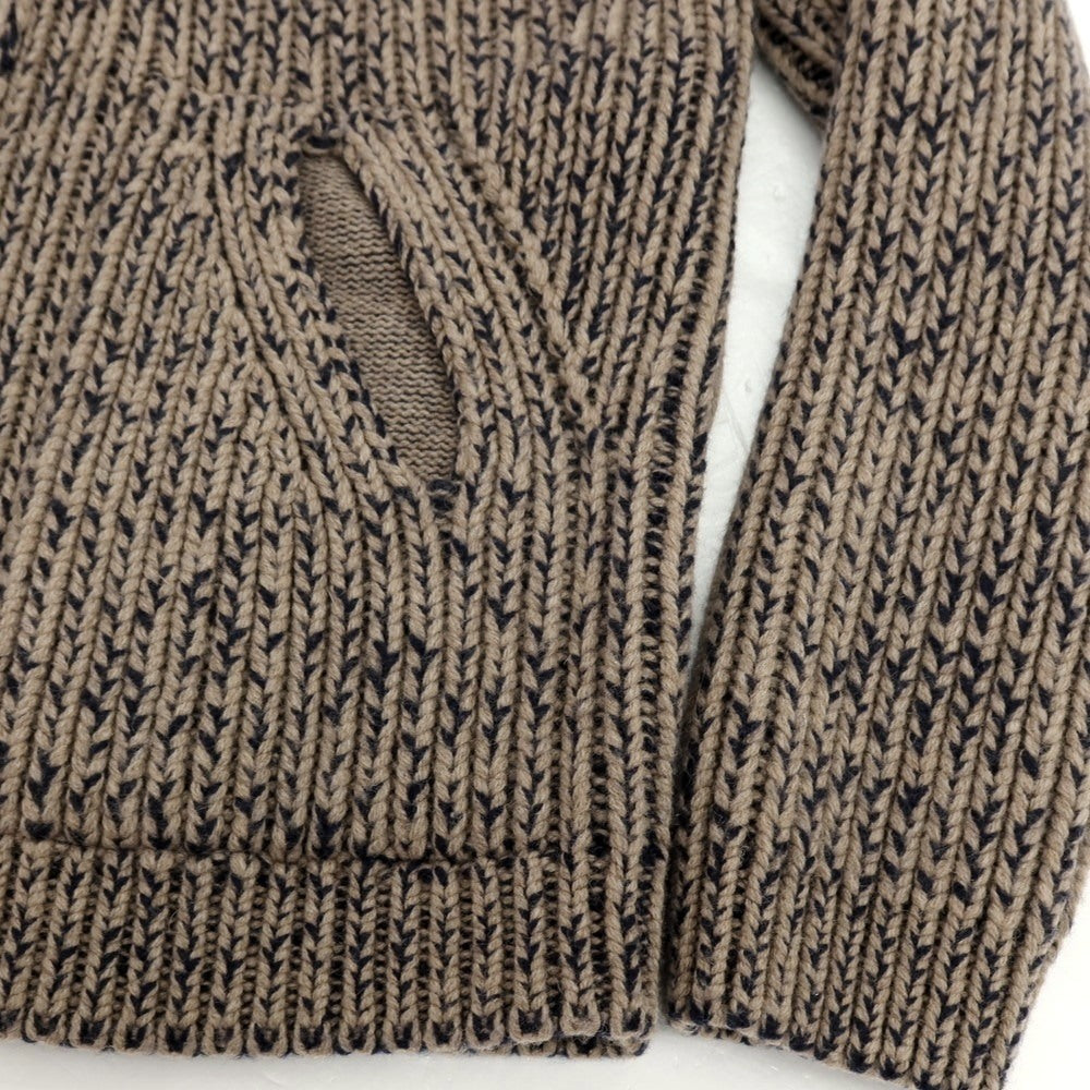 【中古】ダニエレ フィエゾーリ DANIELE FIESOLI ウールナイロン ダブルジップ ニットブルゾン アッシュブラウン系xネイビー【サイズL】【 状態ランクC 】【 メンズ 】