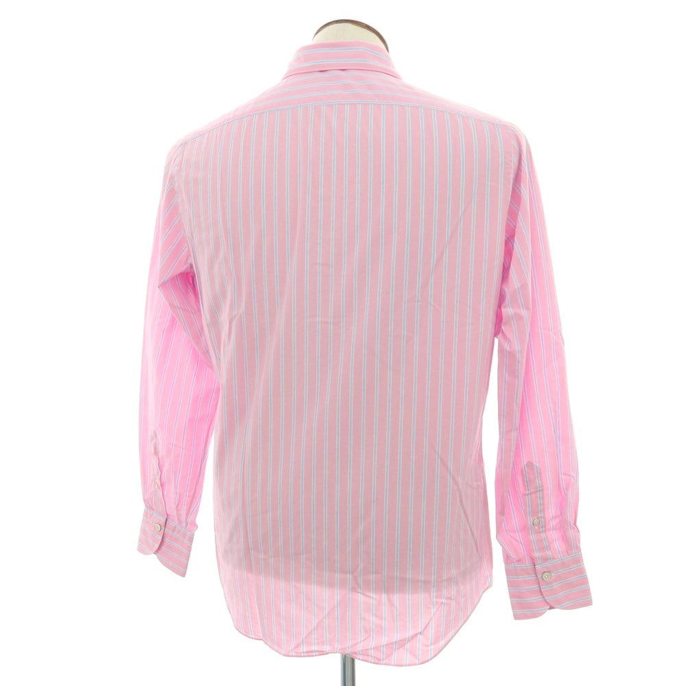 【中古】フィナモレ Finamore コットン ストライプ セミワイドカラー カジュアルシャツ ピンクxブルー【サイズ41】【 状態ランクB 】【 メンズ 】