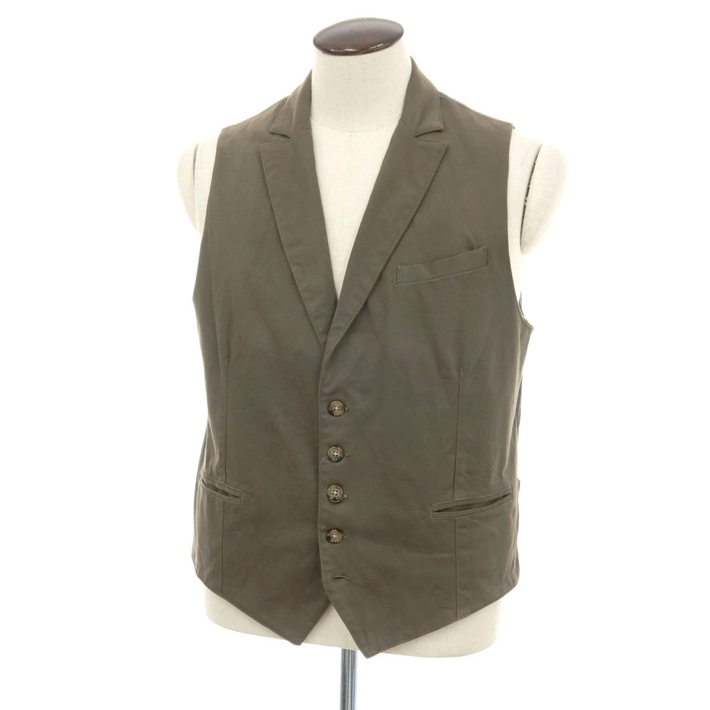 【中古】イレブンティ eleventy コットンポリウレタン カジュアル系ジレ ベスト オリーブカーキ系xグレー【サイズL】【 状態ランクC 】【 メンズ 】