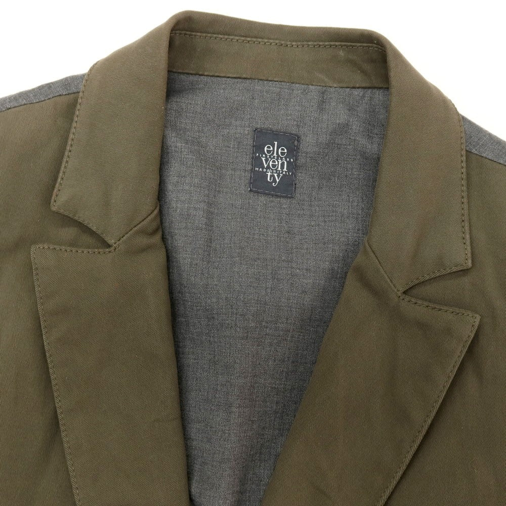 【中古】イレブンティ eleventy コットンポリウレタン カジュアル系ジレ ベスト オリーブカーキ系xグレー【サイズL】【 状態ランクC 】【 メンズ 】