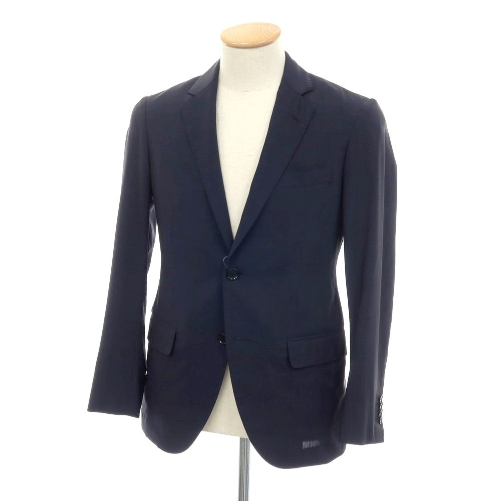 【中古】トゥモローランド TOMORROWLAND PILGRIM ウールシルク 2B テーラードジャケット ネイビー【サイズ42】【 状態ランクC 】【 メンズ 】
