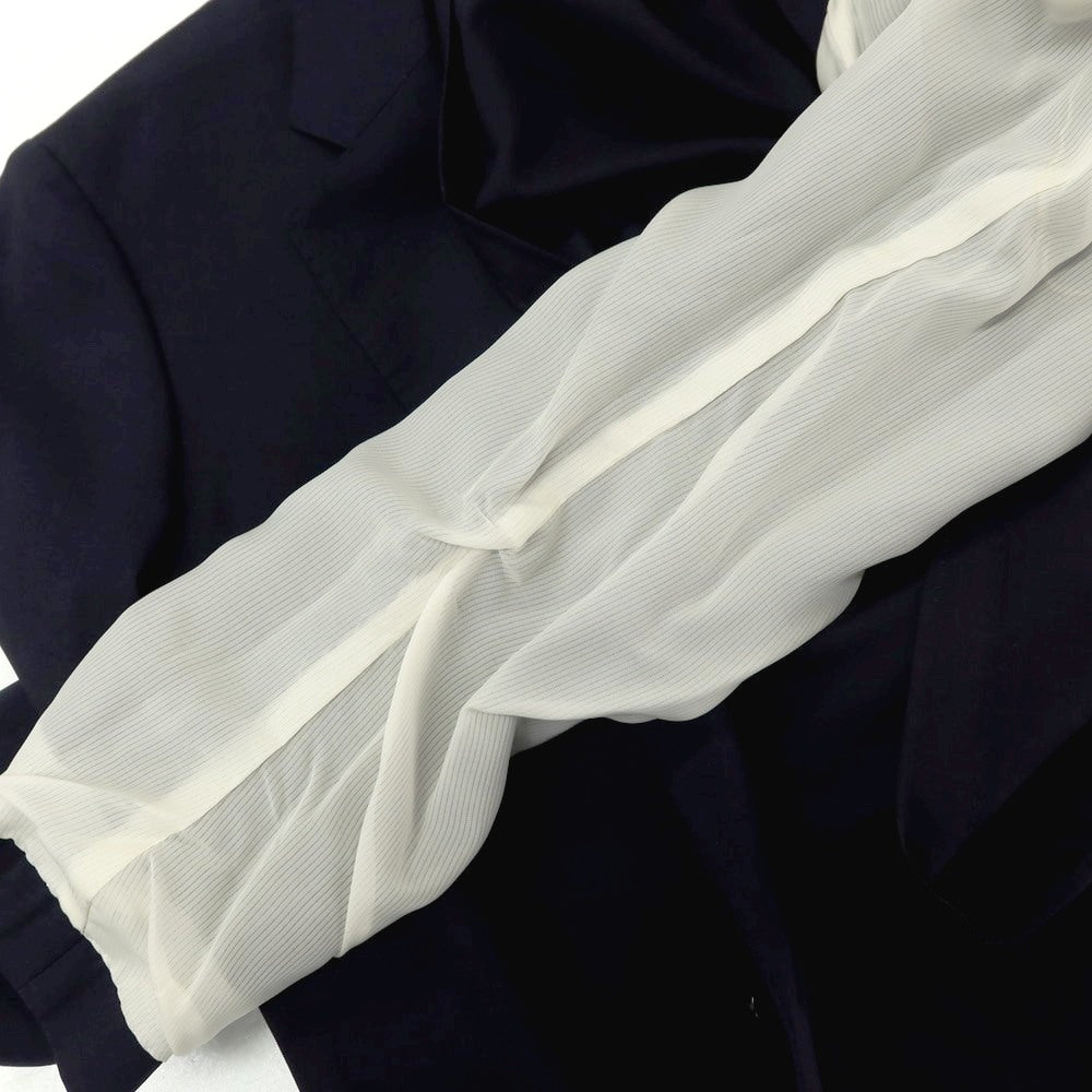 【中古】トゥモローランド TOMORROWLAND PILGRIM ウールシルク 2B テーラードジャケット ネイビー【サイズ42】【 状態ランクC 】【 メンズ 】