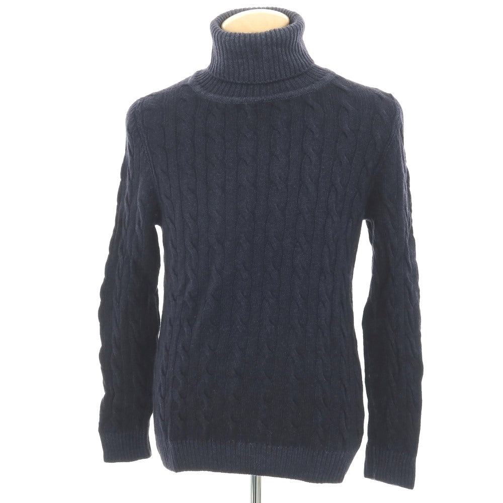 【中古】バフィー BAFY ガーメントダイ ケーブル編み ウール タートルネック プルオーバーニット ネイビー【サイズ44】【 状態ランクC 】【 メンズ 】