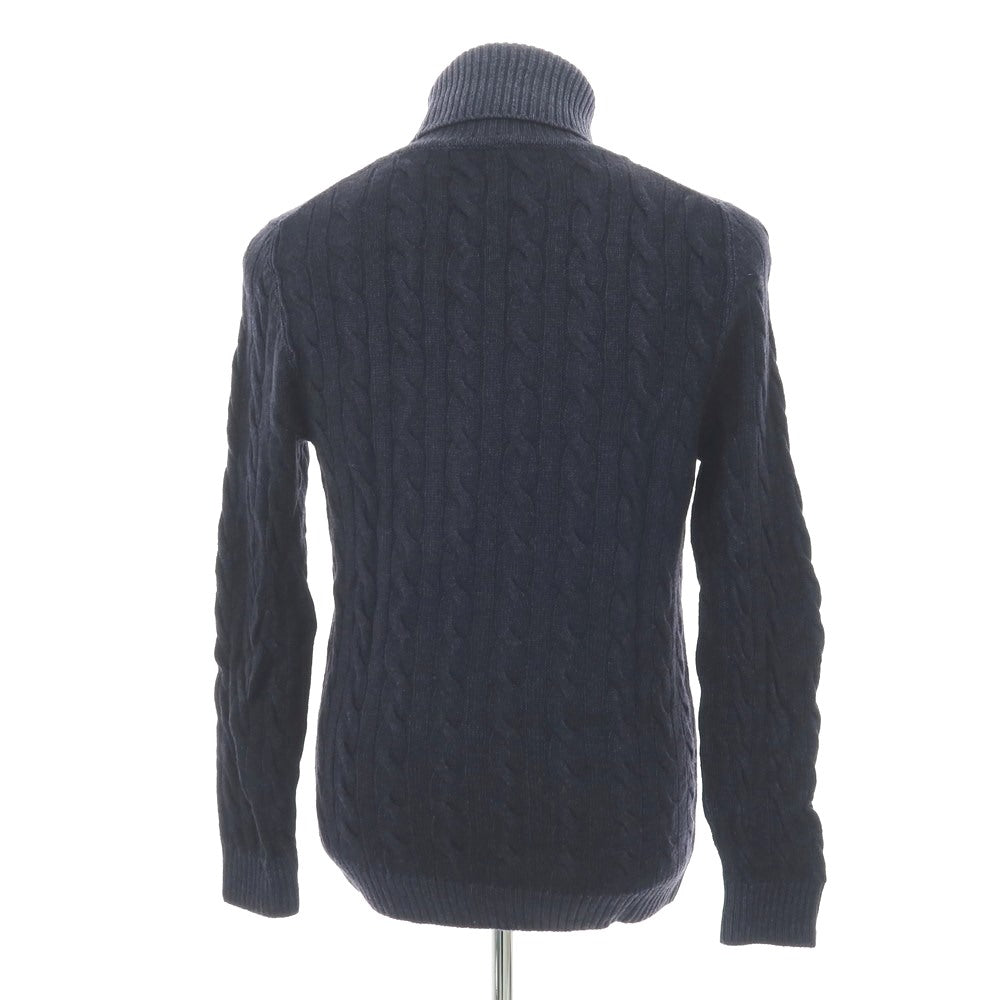 【中古】バフィー BAFY ガーメントダイ ケーブル編み ウール タートルネック プルオーバーニット ネイビー【サイズ44】【 状態ランクC 】【 メンズ 】