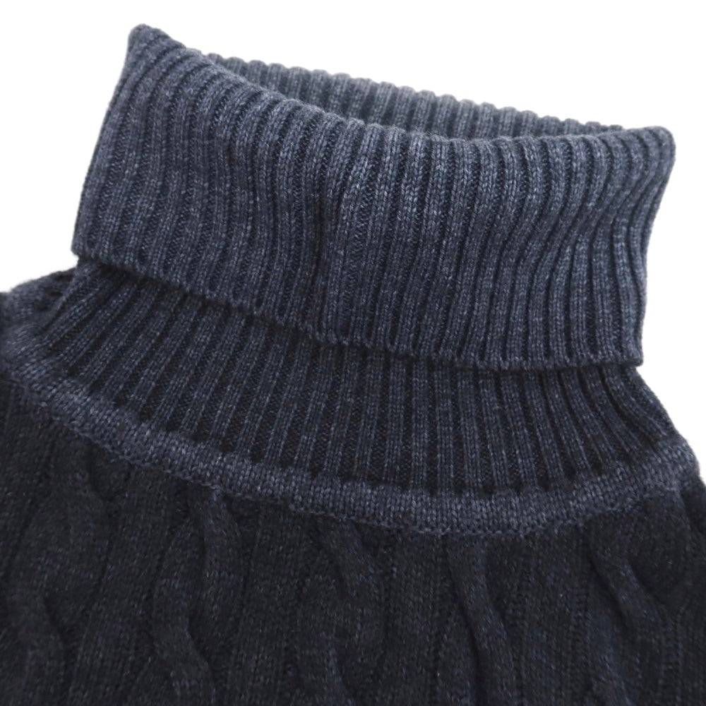 【中古】バフィー BAFY ガーメントダイ ケーブル編み ウール タートルネック プルオーバーニット ネイビー【サイズ44】【 状態ランクC 】【 メンズ 】