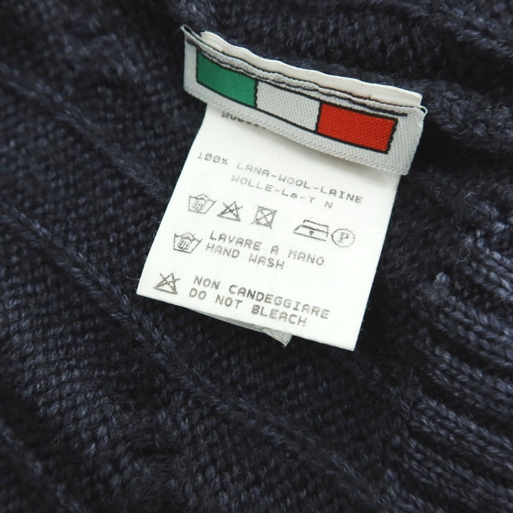 【中古】バフィー BAFY ガーメントダイ ケーブル編み ウール タートルネック プルオーバーニット ネイビー【サイズ44】【 状態ランクC 】【 メンズ 】