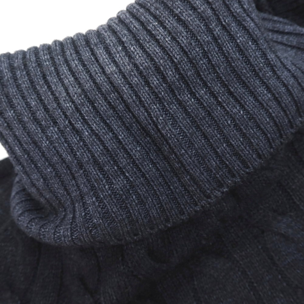 【中古】バフィー BAFY ガーメントダイ ケーブル編み ウール タートルネック プルオーバーニット ネイビー【サイズ44】【 状態ランクC 】【 メンズ 】