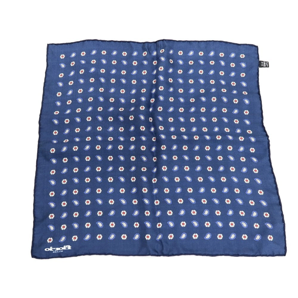 【中古】フィオリオ FIORIO シルク ポケットチーフ ネイビーxマルチカラー【 状態ランクB 】【 メンズ 】