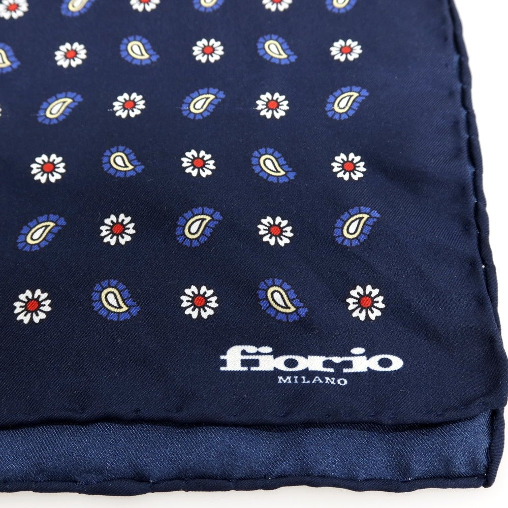【中古】フィオリオ FIORIO シルク ポケットチーフ ネイビーxマルチカラー【 状態ランクB 】【 メンズ 】