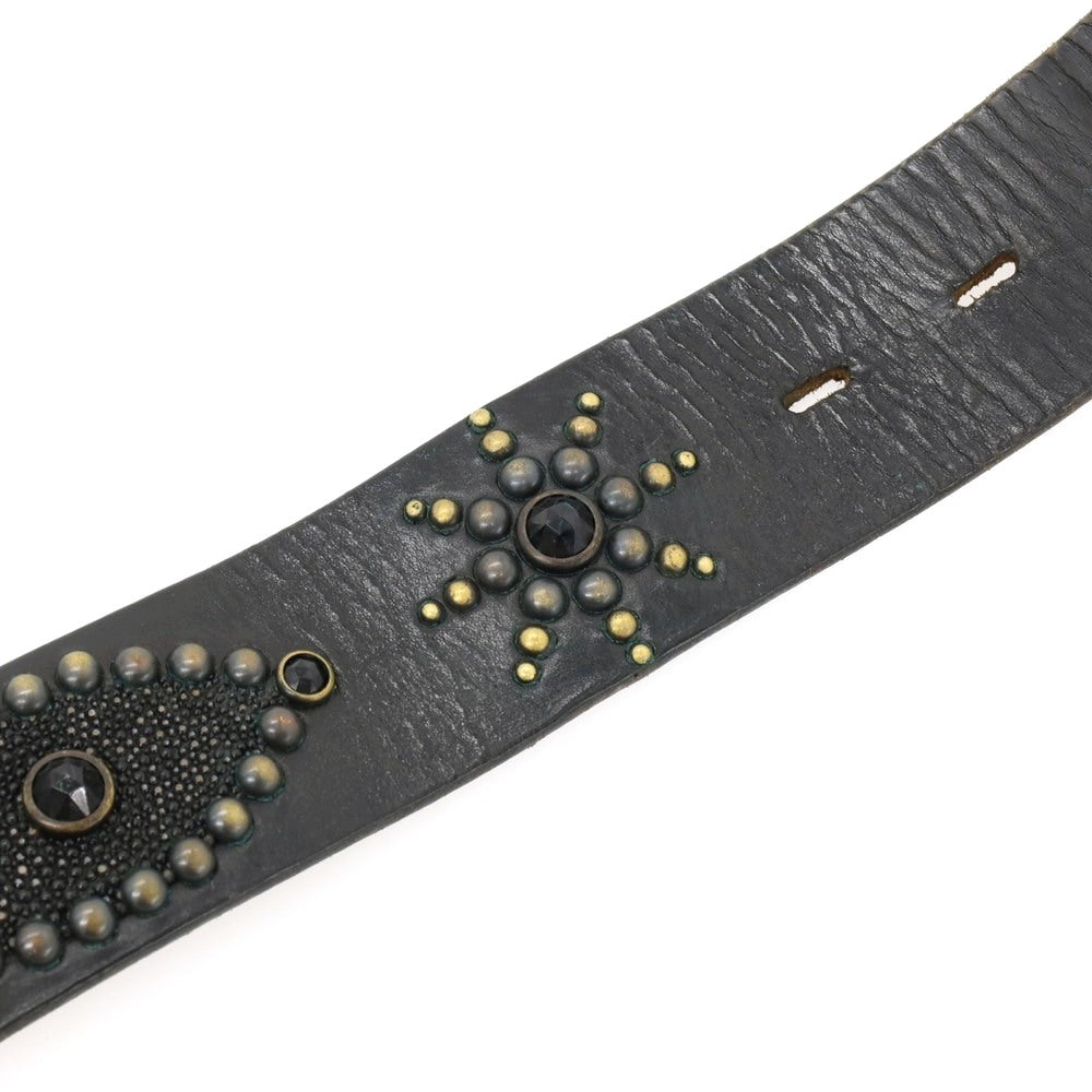 【中古】エイチティーシー HTC レザー スタッズ ベルト ブラック【サイズ85/34】【 状態ランクC 】【 メンズ 】