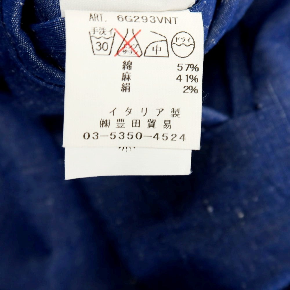 【中古】ジャンネット giannetto コットンリネンシルク チェスターフィールドコート ブルー【サイズ46】【 状態ランクB 】【 メンズ 】