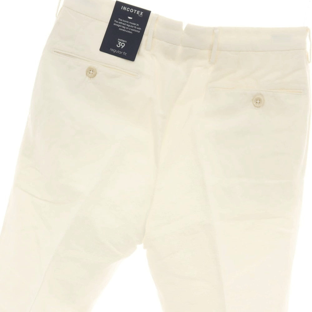 【中古】【未使用】インコテックス スローウェア INCOTEX SLOWEAR リネンコットン カジュアルスラックスパンツ オフホワイト【サイズ46】【 状態ランクS 】【 メンズ 】