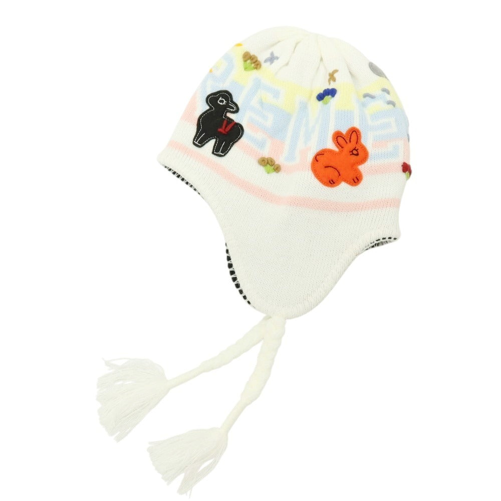 【中古】シュプリーム Supreme 2025年秋冬 Felt Applique Earflap Beanie ニットキャップ ホワイト【 サイズ58cm(ONE SIZE) 】【 状態ランクA 】【 メンズ 】