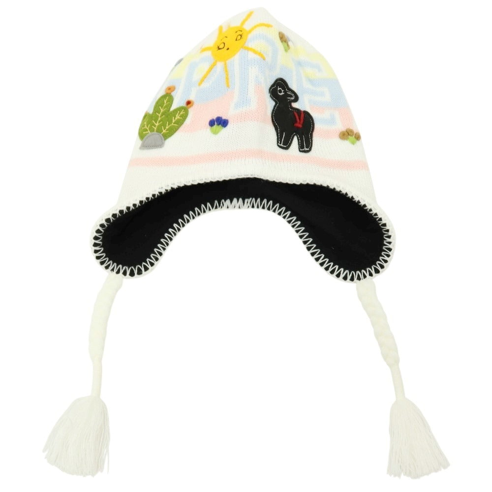 【中古】シュプリーム Supreme 2025年秋冬 Felt Applique Earflap Beanie ニットキャップ ホワイト【 サイズ58cm(ONE SIZE) 】【 状態ランクA 】【 メンズ 】