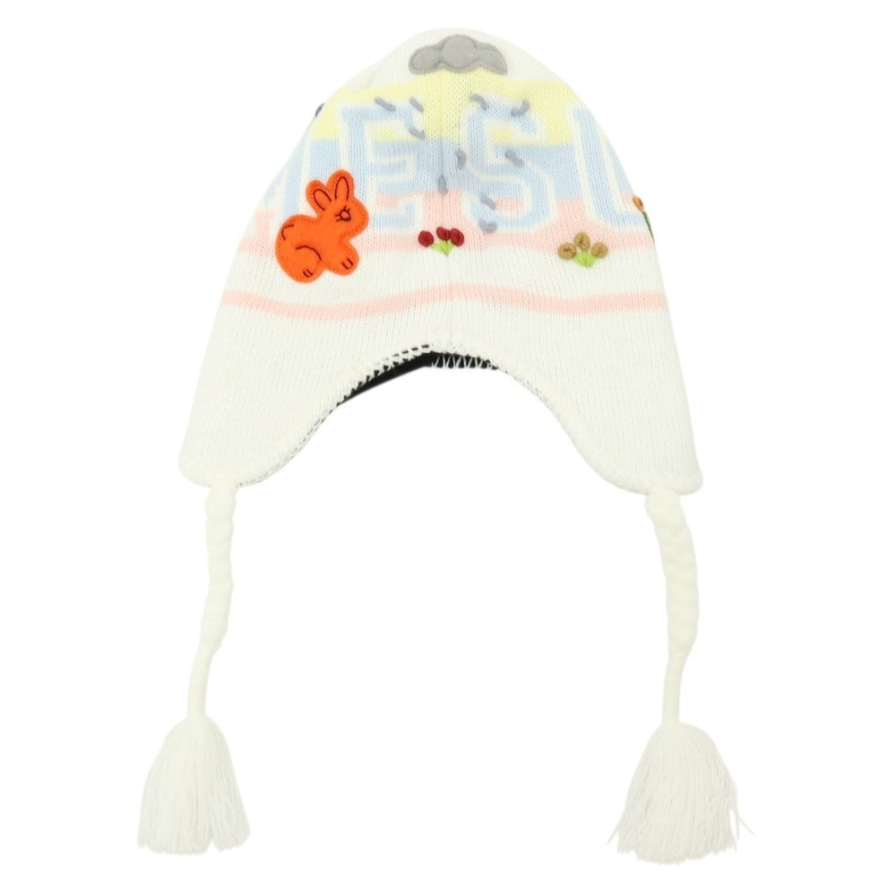 【中古】シュプリーム Supreme 2025年秋冬 Felt Applique Earflap Beanie ニットキャップ ホワイト【 サイズ58cm(ONE SIZE) 】【 状態ランクA 】【 メンズ 】