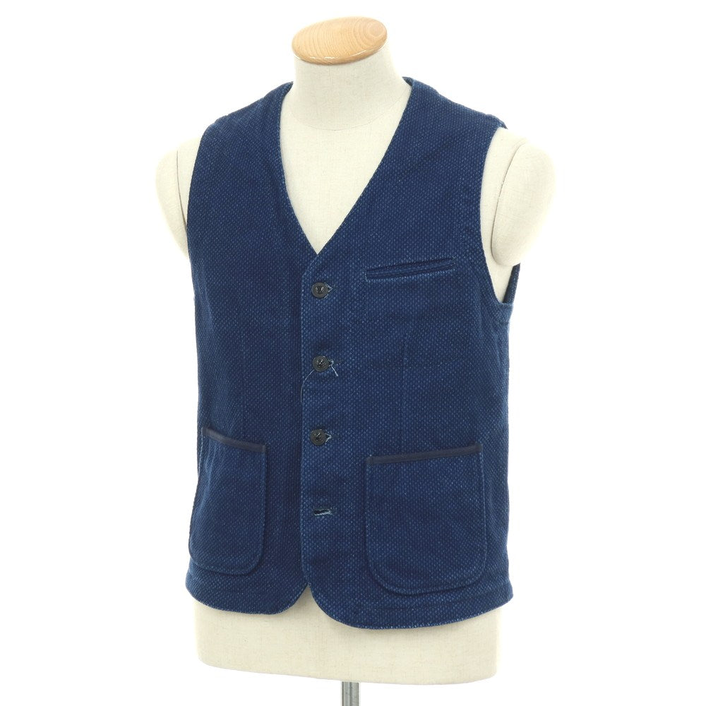 【中古】モモタロウ ジーンズ MOMOTARO JEANS コットン ベスト ネイビーブルー【サイズ36】【 状態ランクB 】【 メンズ 】