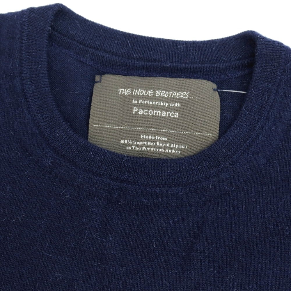【中古】イノウエブラザーズ THE INOUE BROTHERS ハイゲージ アルパカ クルーネック プルオーバーニット ネイビー【サイズS】【 状態ランクA 】【 メンズ 】