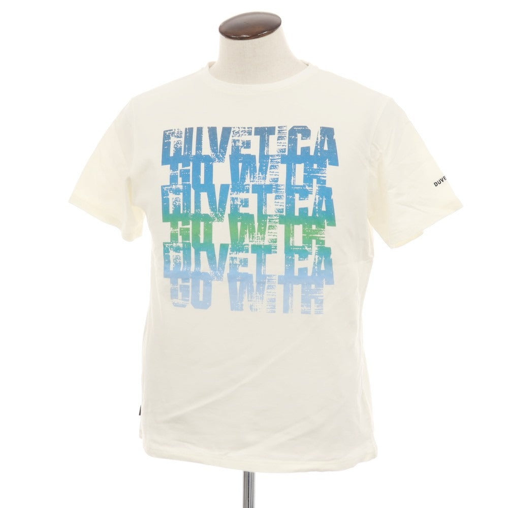 【中古】デュベティカ DUVETICA コットン プリント 半袖Tシャツ ホワイトxブルー【サイズL】【 状態ランクB 】【 メンズ 】