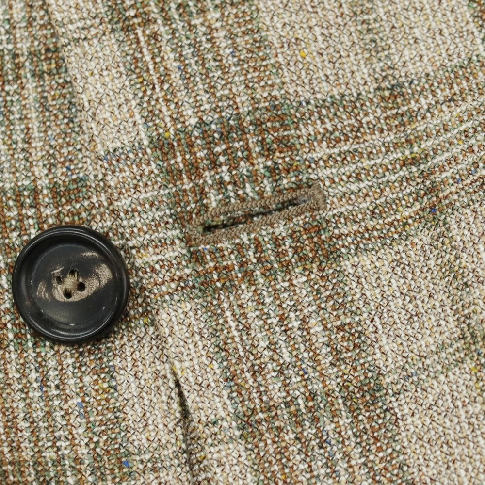 【中古】【未使用】デペトリロ DE PETRILLO Posillipo シルクウール チェック 3B テーラードジャケット ベージュxグリーン【サイズ50】【 状態ランクS 】【 メンズ 】