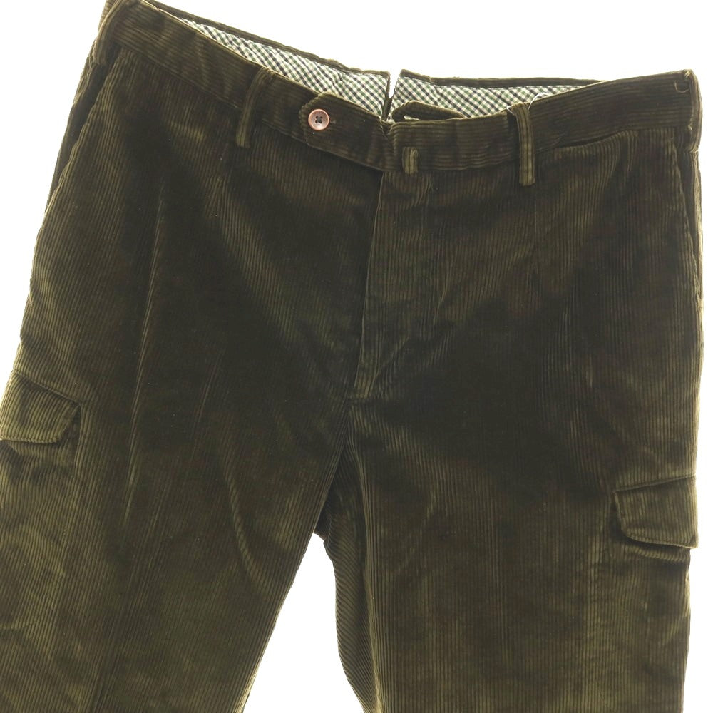 【中古】インコテックス INCOTEX コットン 中太畝 カーゴ コーデュロイパンツ オリーブ【サイズ50】【 状態ランクB 】【 メンズ 】