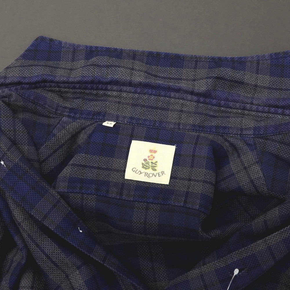 【中古】ギローバー GUY ROVER コットン チェック ホリゾンタルカラー カジュアルシャツ ネイビー【サイズXS】【 状態ランクC 】【 メンズ 】