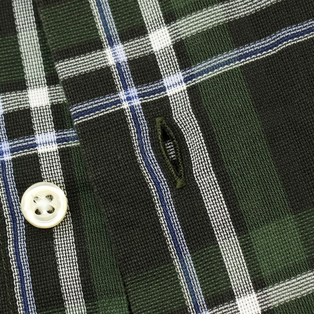 【中古】ギローバー GUY ROVER コットン チェック ホリゾンタルカラー カジュアルシャツ グリーン【サイズXS】【 状態ランクC 】【 メンズ 】
