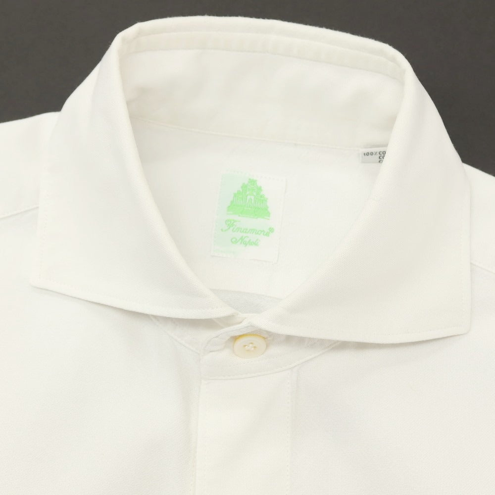 【中古】フィナモレ Finamore コットン ホリゾンタルカラー カジュアルシャツ ホワイト【サイズXS】【 状態ランクC 】【 メンズ 】