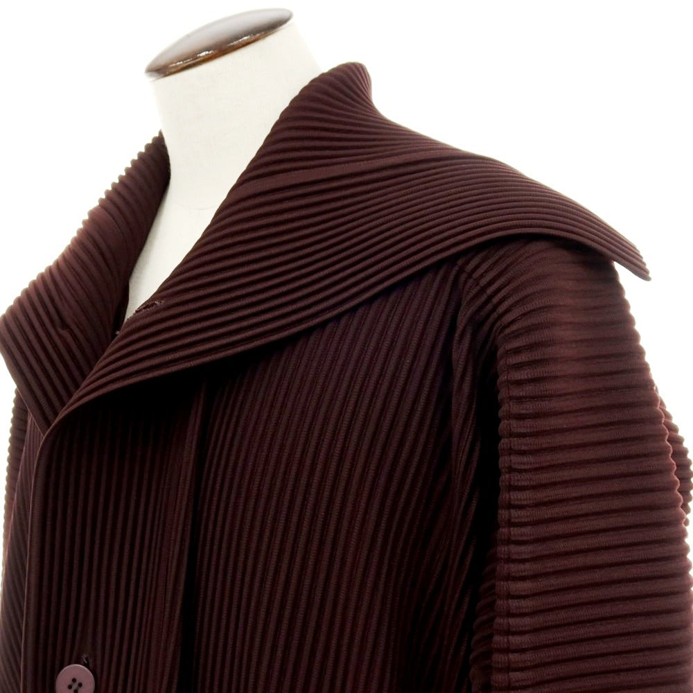 【中古】オム プリッセ イッセイミヤケ HOMME PLISSE ISSEY MIYAKE 2026年春夏 プリーツ加工 ロングコート ダークブラウン【サイズ表記なし(L位)】【 状態ランクA 】【 メンズ 】
