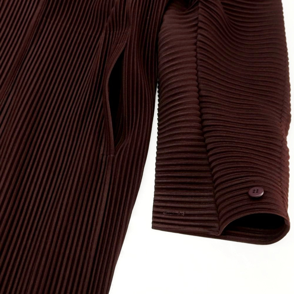 【中古】オム プリッセ イッセイミヤケ HOMME PLISSE ISSEY MIYAKE 2026年春夏 プリーツ加工 ロングコート ダークブラウン【サイズ表記なし(L位)】【 状態ランクA 】【 メンズ 】