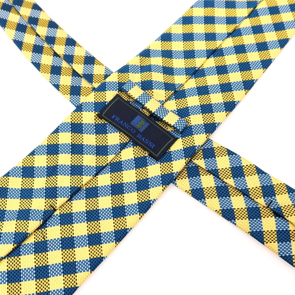【中古】フランコバッシ FRANCO BASSI シルク チェック柄ネクタイ イエローxブルー【 状態ランクB 】【 メンズ 】